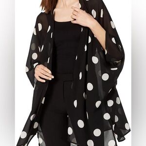 NWT Anne Klein Women's polka dot sheer open-front kimono cardigan One Size